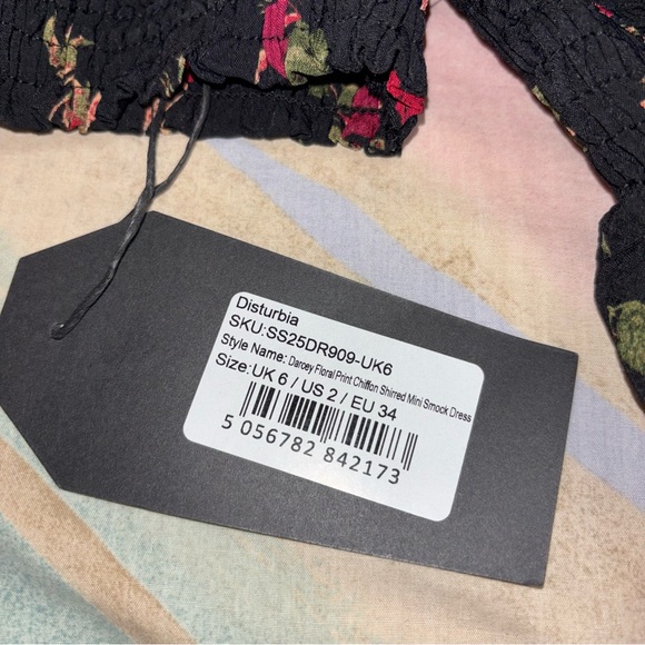NWT Disturbia Darcey Floral Print Mini Dress US 2 - Picture 6 of 8